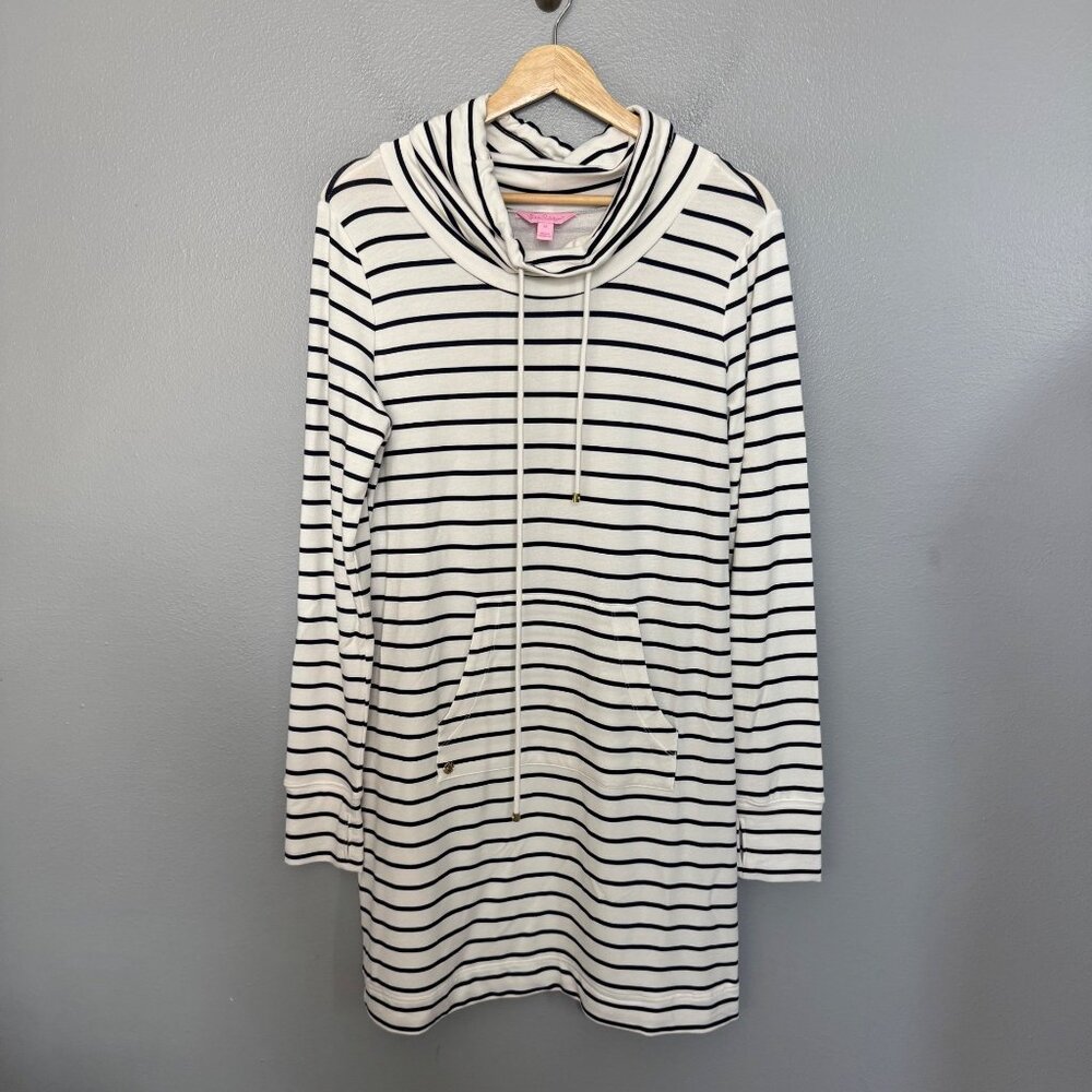 LILLY PULITZER navy stripe hillary UPF 50+ dress size M - Picture 2 of 10